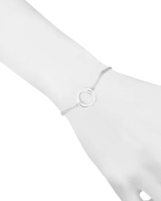 Pav&eacute; Circle Double Chain Link Bracelet in Sterling Silver