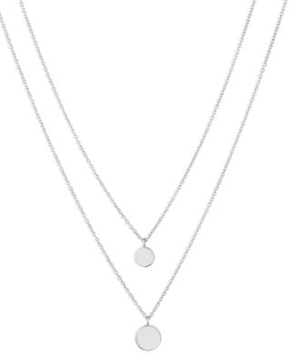 Disc Layered Pendant Necklace in Sterling Silver, 16"-19"
