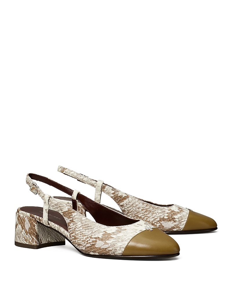 Tory Burch Cap Toe Slingback Pump In Granite Rose