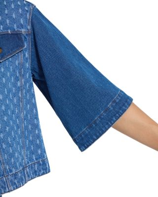 Thea Cropped Crochet Denim Jacket