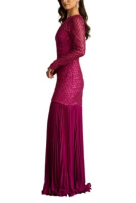 Halim Sequin Embroidered Illusion Gown
