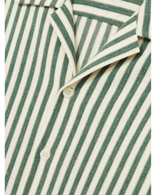 Textured Stripe Camp Shirt