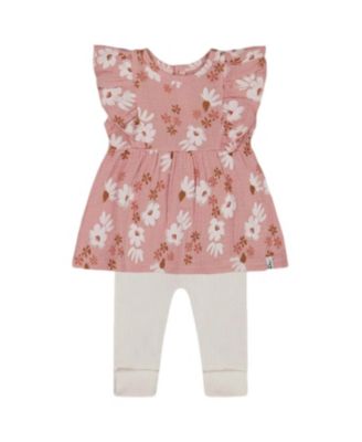 Deux par Deux - Girls' Printed Muslin Tunic and Rib Leggings Set - Baby