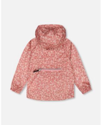 Girls' Printed Packable Windbreaker Small Flowers - Little Kid