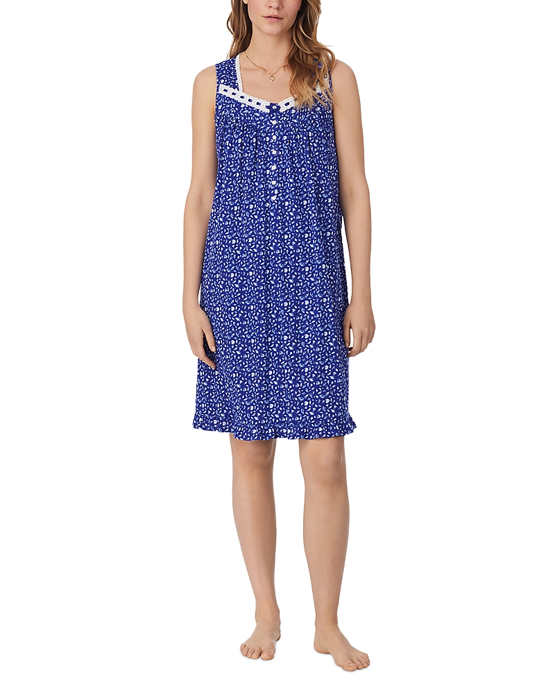 Eileen West Dainty Sleeveless Short Chemise In Navy/print