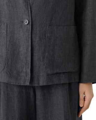 Washed Linen D&eacute;lav&eacute; High Collar Jacket