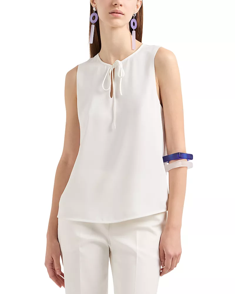 Emporio Armani Tie Neck Sleeveless Blouse