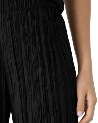 Crushed Silk Wide Leg Ankle Pants