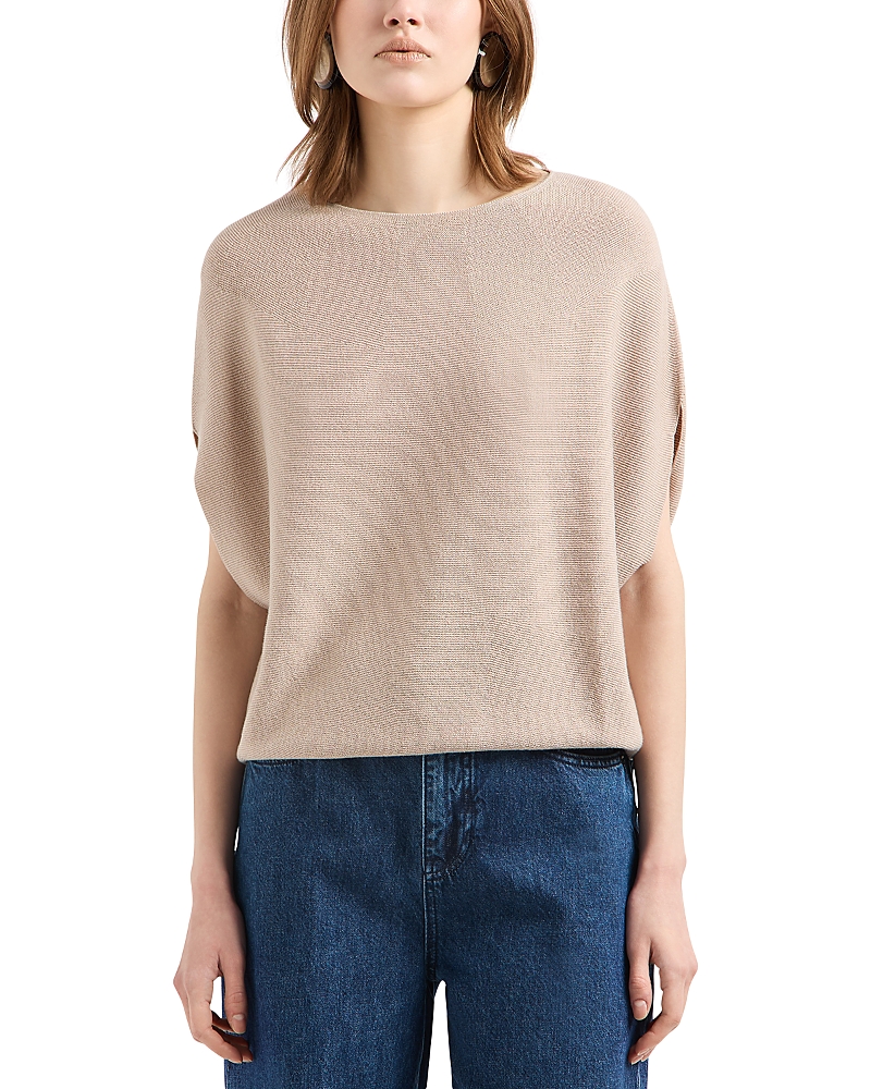 Shop Emporio Armani Seamless Cape Lightweight Sweater In Sand