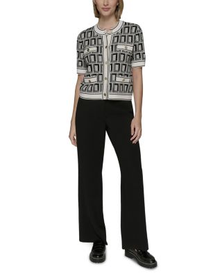 Logo Short Sleeved Crewneck Cardigan Sweater 