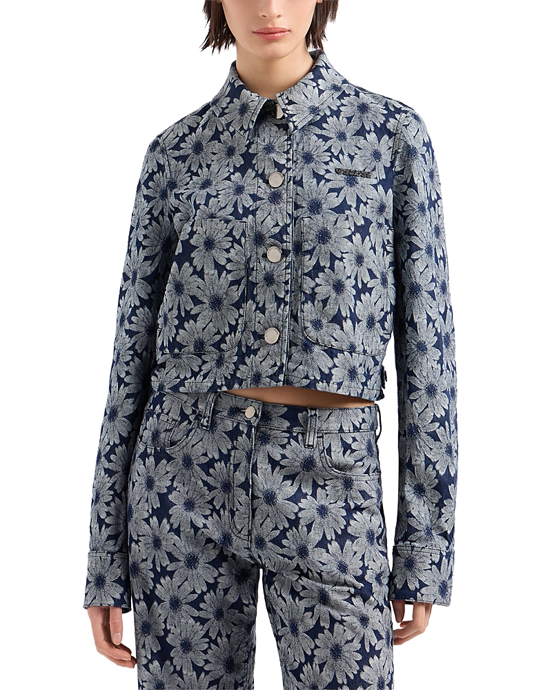 Emporio Armani Daisy Jacquard Jacket In Burgundy