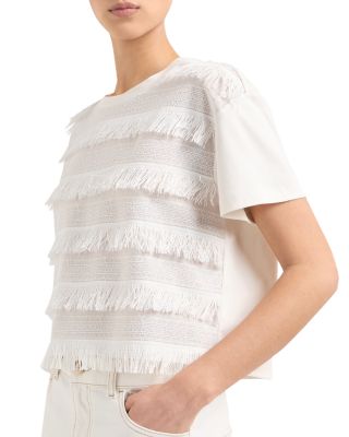 Fringe And Tonal Embroidered Logo T Shirt