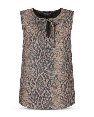 Snake Print Tie Neck Blouse