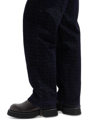 Loose Fit Flocked Logo Jeans in Navy Blue