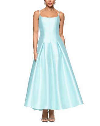 Island Time One-Shoulder Midi Dress Satin Aqua
