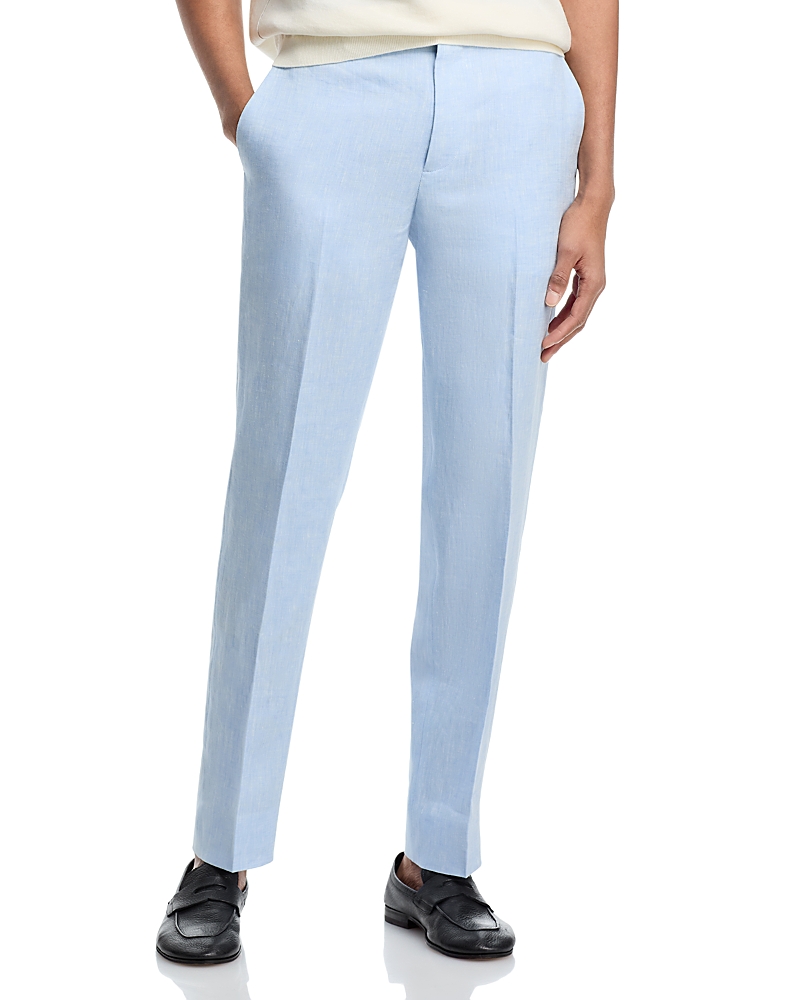 Theory Mayer Slim Fit Linen Dress Pants In Fog Blue