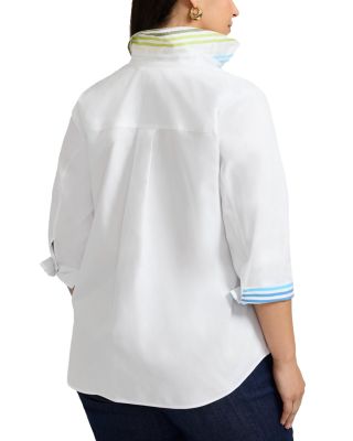 Margie 3/4 Sleeved Pinpoint Oxford Shirt