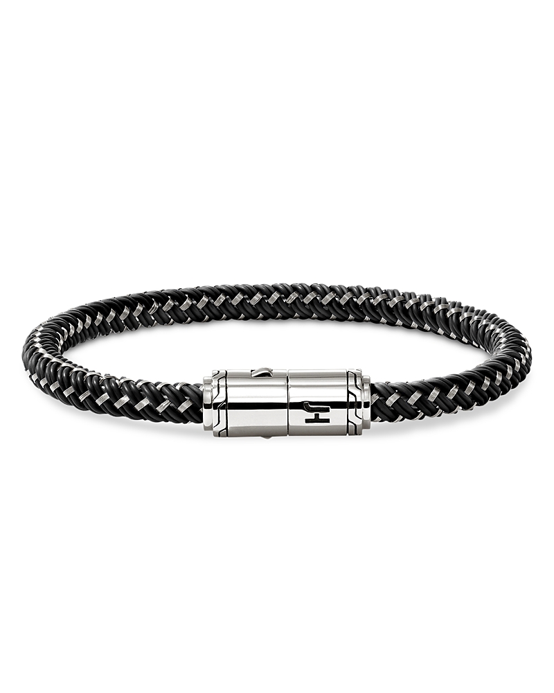 John Hardy Men's Sterling Silver Woven Rubber Bracelet In Silver