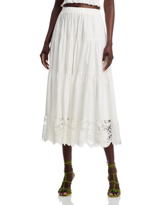 Lace Off The Shoulder Poplin Top & Midi Skirt - Exclusive  