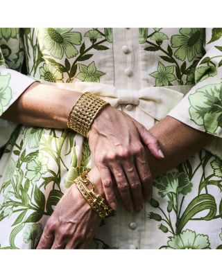 Veranda Caning Bangle Bracelet in 18K Gold Plated