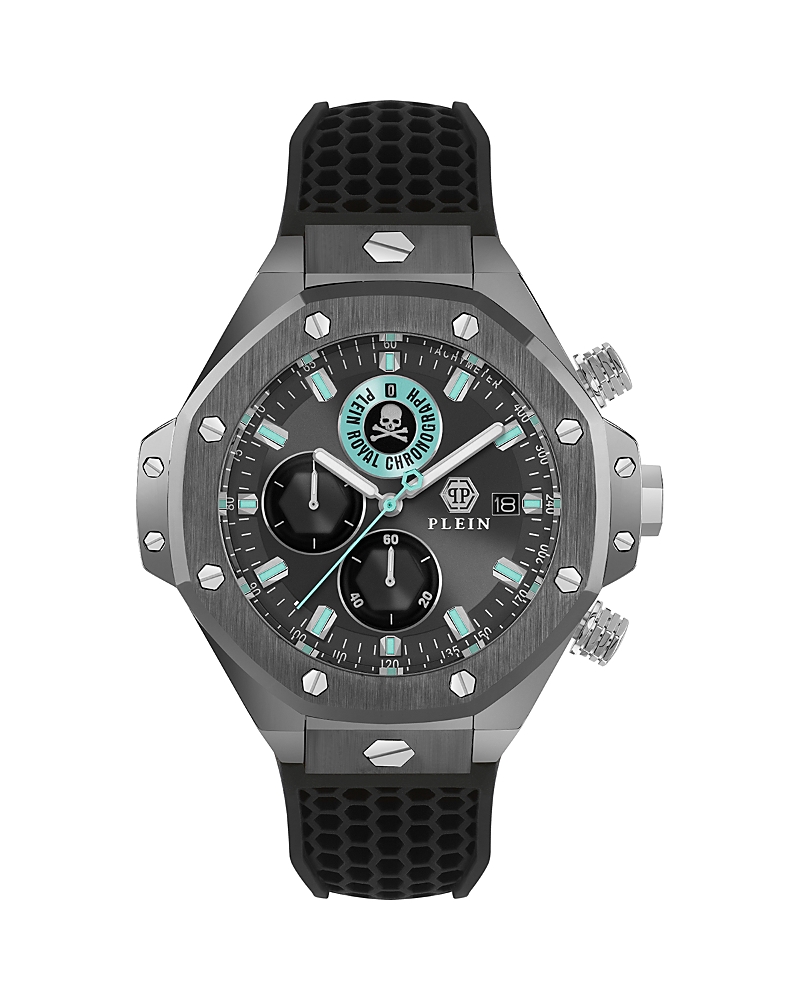 Philipp Plein Plein Chrono Royal Silicone Watch In Black/black