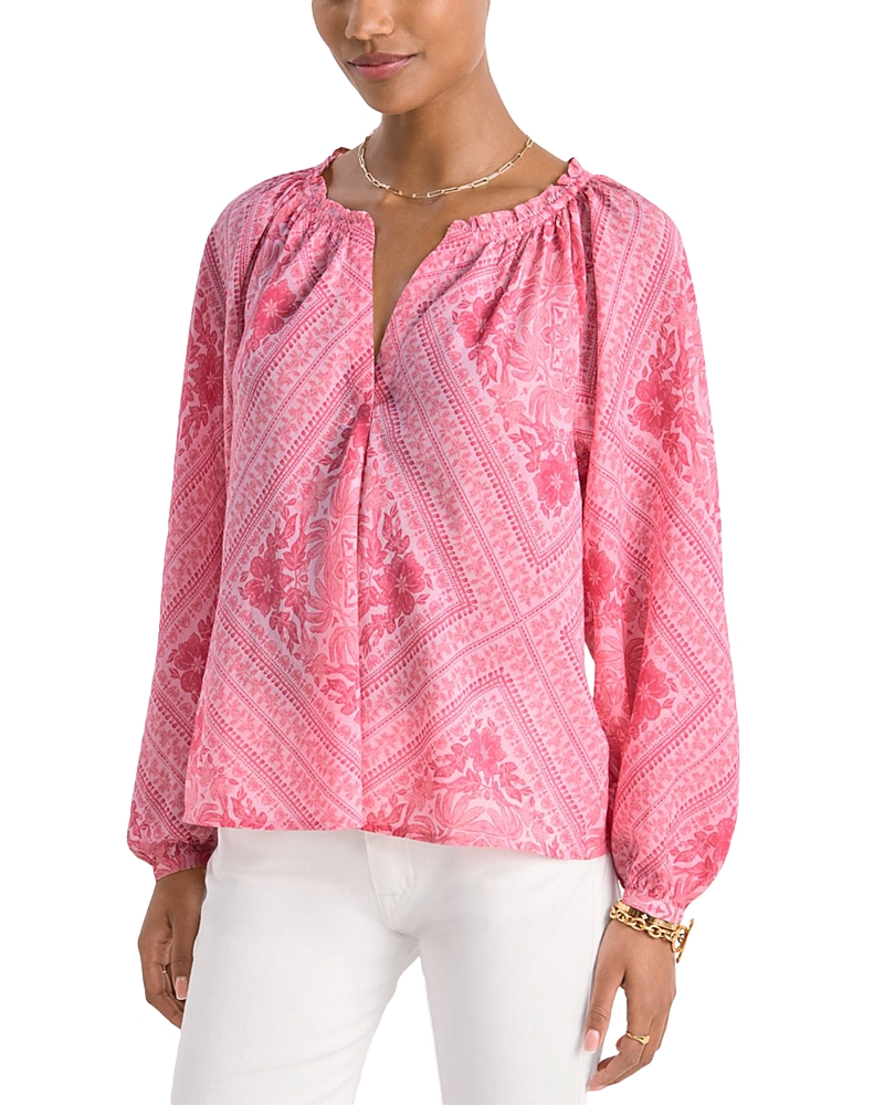 Vineyard Vines Tile Print Cotton Blend Top In Cora