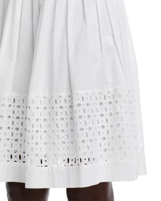 Pleated Eyelet Embroidered Skirt