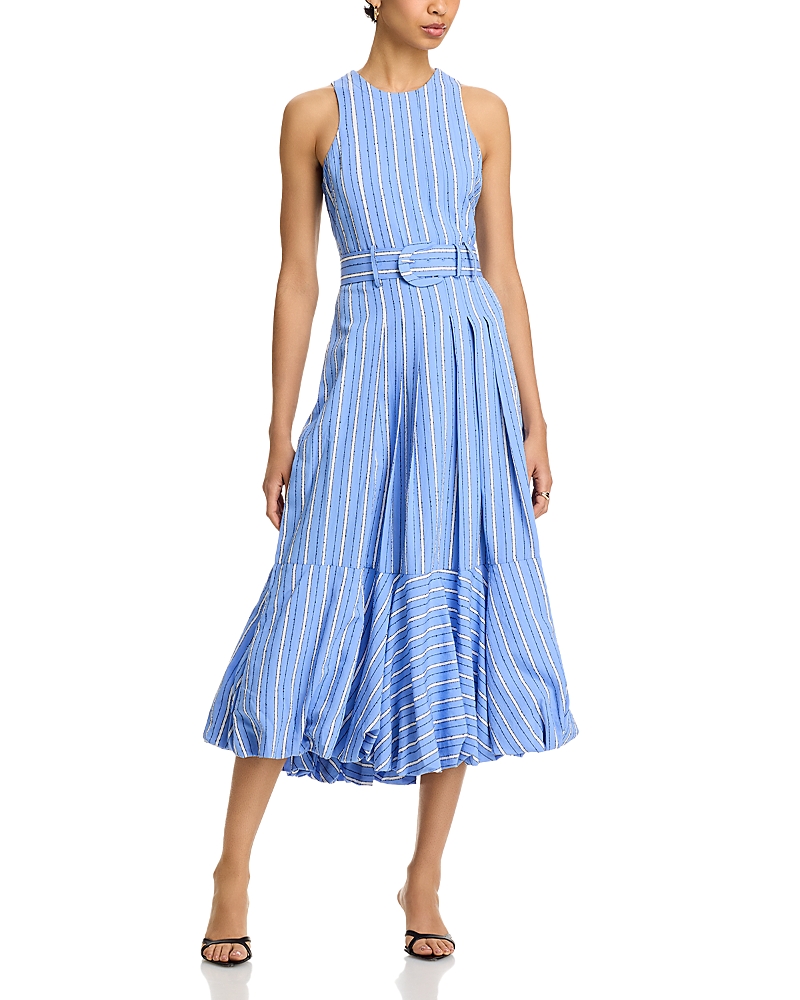 Cinq À Sept Hailey Directional Stripe Sleeveless Dress In Blue
