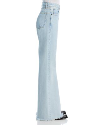 The Lax High Rise Flare Jeans in Wisp Raw Fray