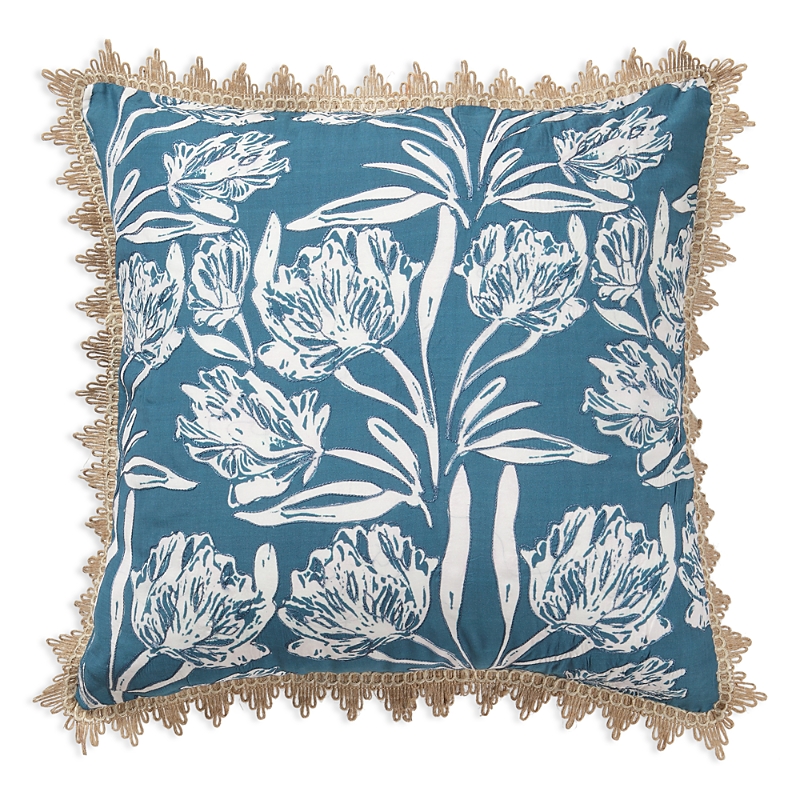 Vvyom Deep Sea Coral Embroidered Reversible Cushion, 20 X 20 In Orange