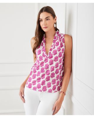 Sleeveless Ruffle Trim Top