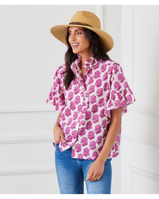 Short Sleeve Ruffle Trim Top	