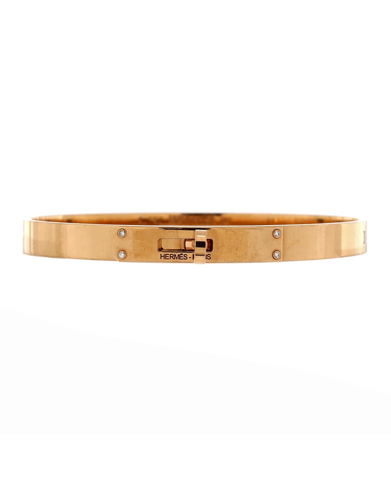PRE-OWNED HERMES PRE-OWNED HERMES SMALL KELLY BRACELET 18K ROSE GOLD WITH 4 DIAMONDS