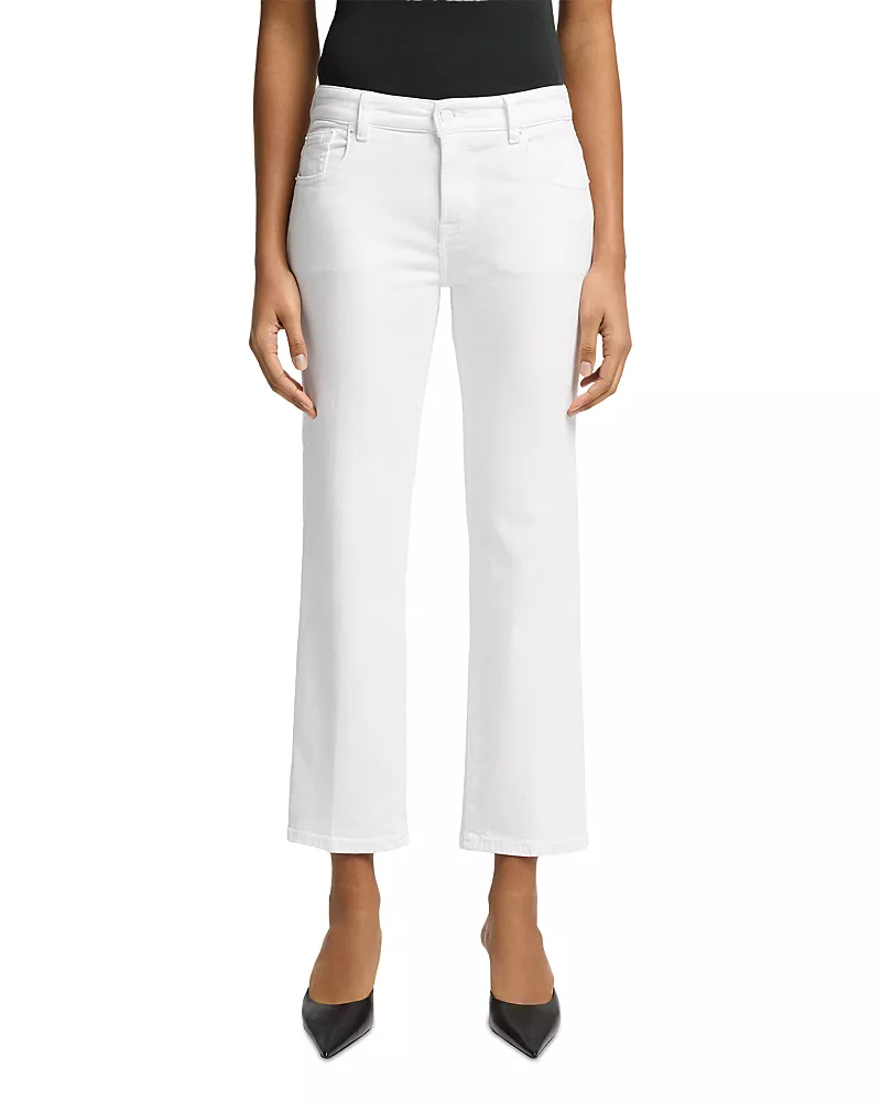 7 For All Mankind Calie Mid Rise Straight Ankle Jeans in Soleil