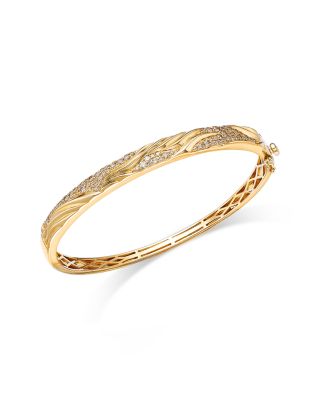 Bloomingdale's Fine Collection - Diamond Textured Bangle Bracelet in 14K Yellow Gold, 0.86 tcw