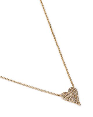Diamond Pav&eacute; Heart Pendant Necklace in 14K Yellow Gold, 0.21 tcw
