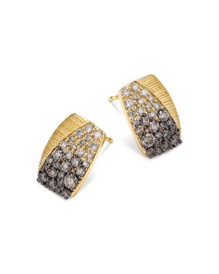 Ombr&eacute; Brown Diamond Earrings in 14K Yellow Gold, 0.80 tcw