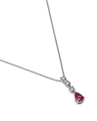 Ruby & Diamond Linear Pendant Necklace in 14K White Gold, 20"