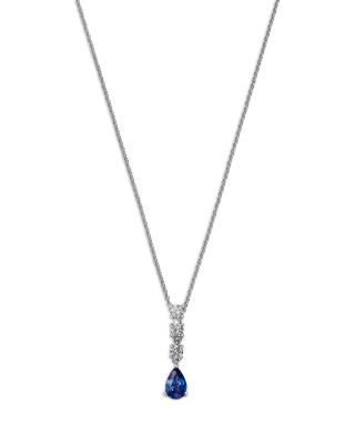 Bloomingdale's Fine Collection - Sapphire & Diamond Linear Pendant Necklace in 14K White Gold, 20"