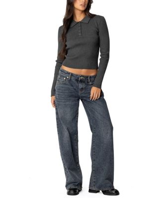 Mollie Collared Ribbed Knit Top