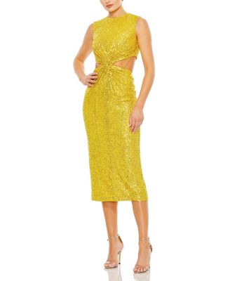 Mac Duggal - Sequin Front Twist Cut Out Column Dress