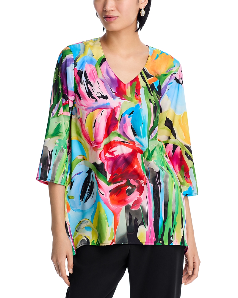 Caroline Rose Side Fall Tunic In Multi/black