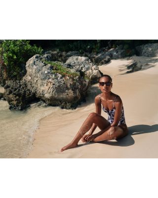 Printed Over The Shoulder One Piece Swimsuit