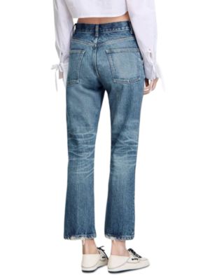 Faded High Rise Jeans in Blue Jean
