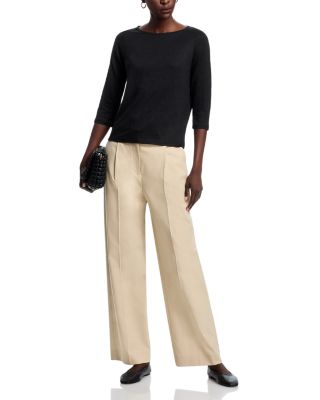 Boat Neck Three Quarter Length Sleeve Top 