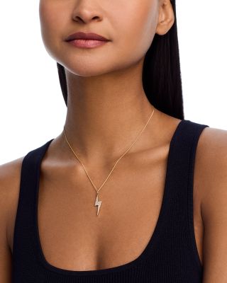 Diamond Lightning Bolt Pendant Necklace in 14K Yellow Gold, 0.32 tcw