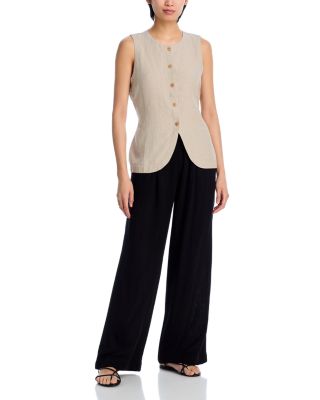 Linen Round Neck Long Vest