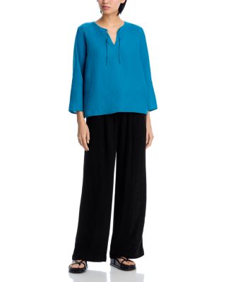 Linen Round Neck Top