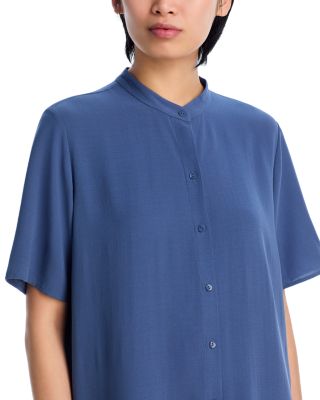 Silk Mandarin Collar Shirtdress