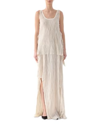 Bicolor Scoop Neck Pleated Top